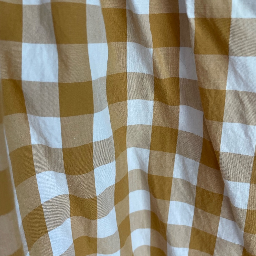 Gingham Off-Shoulder Dress in Mustard Yellow and White - Picture 3 of 5
